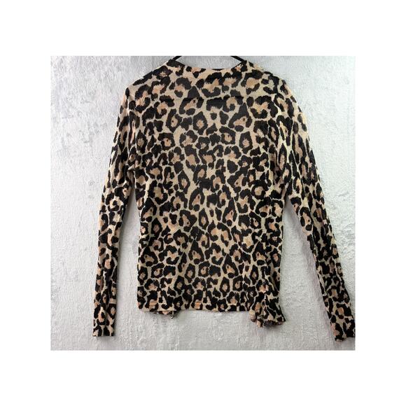 LOFT Leopard Print Semi-Sheer Open Front Cardigan – Size Medium - Picture 2 of 6